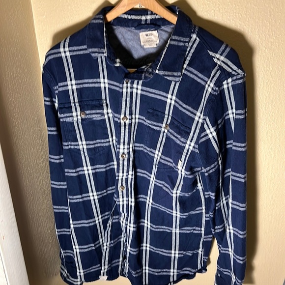 Vans Mens Flannel Shirt Color Blue/White Size Large - Picture 1 of 6